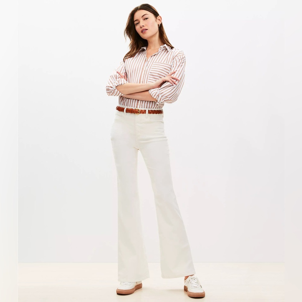 Loft Slim Flare Pants Corduroy Women’s Cream Size 27 NWT - Picture 2 of 3